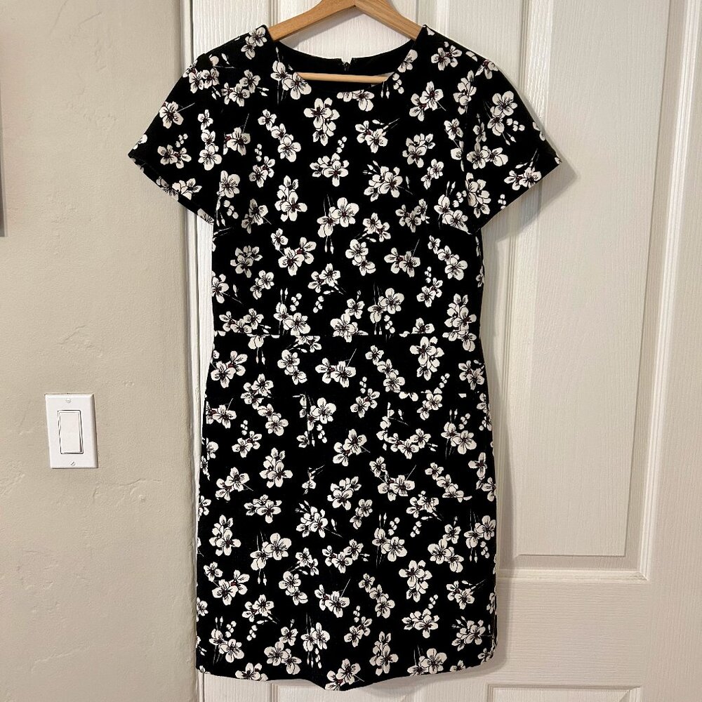 Loft Black Floral Sheath Dress